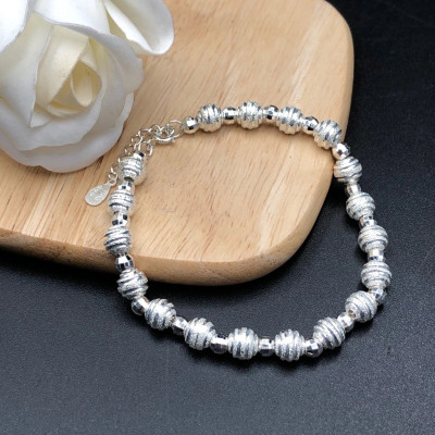 Lắc , Vòng Tay Nữ Bạc Ta Bi Phay Cát 3D BẠC HIỂU MINH LTU522S