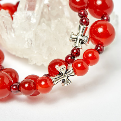 Cặp Vòng Chuỗi Mân Côi Mẹ Và Bé Đá Mã Não Đỏ Ni 52, Ni 40 - Ngọc Quý Gemstones