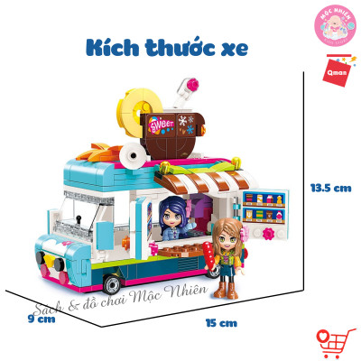 Đồ chơi lắp ráp, xếp hình Qman 2024 - Xe bán đồ uống nóng (329 mảnh ghép) dành cho bé gái trên 6 tuổi