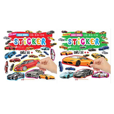 Combo 2 cuốn khám phá đầy đủ các loại siêu xe cho bé - sách sticker thế giới xe - Phát triển IQ - EQ - CQ