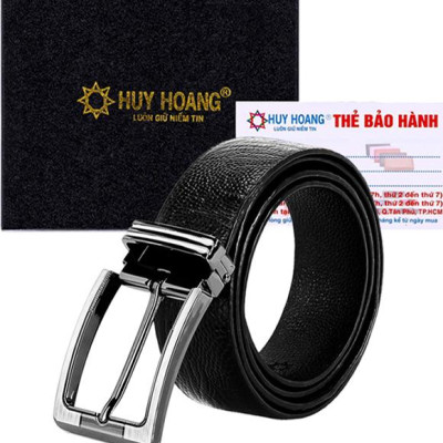 Thắt Lưng Nam Da Đà Điểu Trơn Đầu Kim Huy Hoàng HT4413 - Đen