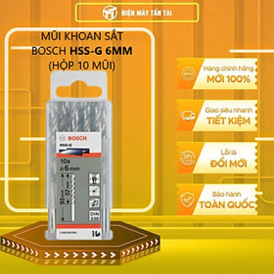 MŨI KHOAN SẮT BOSCH HSS-G 6MM (HỘP 10 MŨI) - Hàng chính hãng