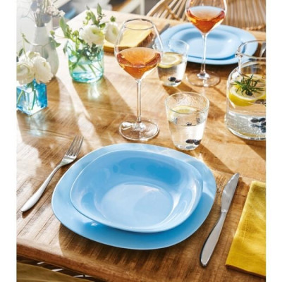 Set 04 đĩa thủy tinh đựng thực phẩm Carine Luminarc Light Blue (P4250*2 + P4126*2), dùng vi sóng