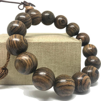 VÒNG TAY GỖ ĐÀN HƯƠNG VẰN DA HỔ SIZE HẠT 15MM - 15 HẠT