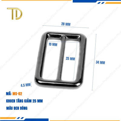 Khoen tăng giảm dây túi xách, Khoen chỉnh dây đeo túi, Tăng đơn túi xách 25mm mạ điện độ bền 5-8 năm
