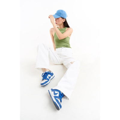 DOTTIE - Quần jeans rách ống đứng nữ trắng Q0281