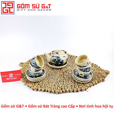 Bộ trà quả hồng nhị cảnh men rạn Gốm Sứ G&T