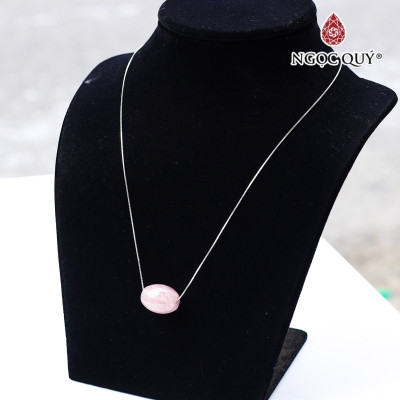 Dây chuyền bạc lu thống thạch anh hồng 17x14mm mệnh hỏa, thổ - Ngọc Quý Gemstones