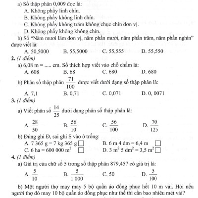 Bộ Đề Kiểm Tra Môn Toán Lớp 5 - (Dùng Kèm SGK Kết Nối Tri Thức Với Cuộc Sống) - HA