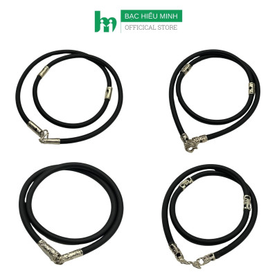 Dây Chuyền Vòng Cổ Nam Cao Su Bọc Bạc 925 Chính Hãng BẠC HIỂU MINH DCS043 