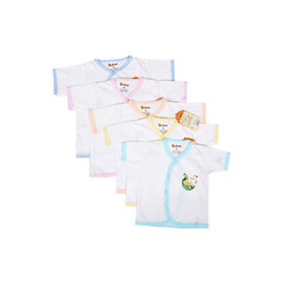 COMBO 5 Áo sơ sinh cổ tim viền màu  tay ngắn 100% cotton BABIBOO - BB08