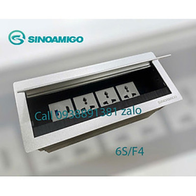 Hộp ổ điện âm bàn họp màu bạc Sinoamigo STS-6S/F4. Tích hợp điện, HDMI, USB 3.0 - Hàng chính hãng