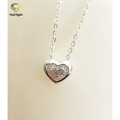 Dây chuyền bạc Ý 925 Huệ Ngân - Tim phồng xinh đính đá PP1500