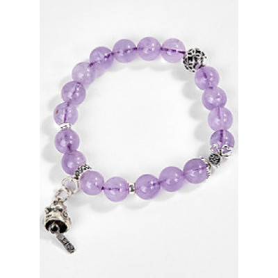 Vòng Tay Đá Thạch Anh Tím Ngọc Phối Charm Mèo Thần Tài Ngọc Quý Gemstones