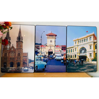  (ẢNH CHỤP THẬT)Tranh treo tường cảnh sài gòn trang trí quán ăn, nhà hàng, khách sạn kèm đinh treo 97