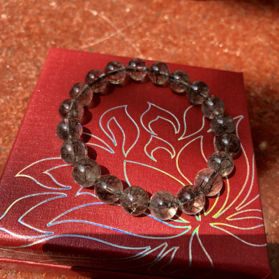 Vòng Thạch Anh Tóc Đen Trong 9mm