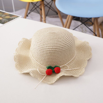 Mũ cói cherry cho bé gái đi biển dễ thương 2- 6 tuổi