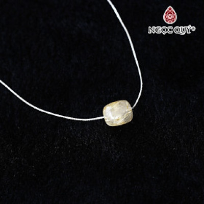Mặt dây chuyền lu thống đá thạch anh tóc vàng 11mm tặng dây bạc mệnh thủy,kim - Ngọc Quý Gemstones