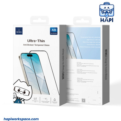 Kính cường lực siêu mỏng hàng chính hãng WiWU Ultra Thin Wi-GT-010, kính màn hình HD trong suốt, chống trầy xước