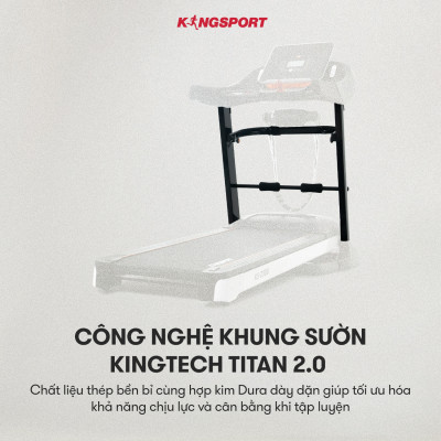 Máy chạy bộ KINGSPORT KS-2058 đa năng, nâng dốc tự động 18%, tốc độ tối đa 18km/h, khung sườn chắc chắn, cân nặng phù hợp từ dưới 80-85kg