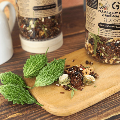 Trà gạo lứt đậu đen GUfoods vị Khổ qua rừng (Mướp đắng rừng) - Hương vị độc đáo, Giải nhiệt hiệu quả, Healthy, Eat clean