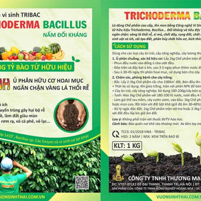 Combo Chế phẩm EM gốc và Chế phẩm vi sinh Trichoderma TRIBAC nấm đối kháng. Ủ phân cá, rác bã hữu cơ hoai mục nhanh không mùi hôi. Ngăn chặn nấm bệnh gây thối rễ vàng lá. HSD 2 năm