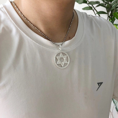 Mặt Dây Chuyền Nam Ngôi Sao 6 Cánh David - BẠC HIỂU MINH MDN464