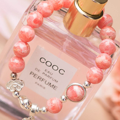 Vòng tay đá Rhodochrosite phối charm hoa mệnh hỏa, thổ - Ngọc Quý Gemstones