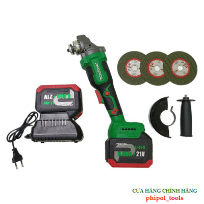 Combo Máy mài cắt 21V động cơ không chổi than PHIPOL TOOLS PH3052 Kèm 2 pin 15 cell và sạc - Hàng Chính Hãng