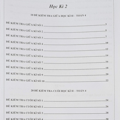 Combo Sách - Đề kiểm tra Toán 4 học kì I + II