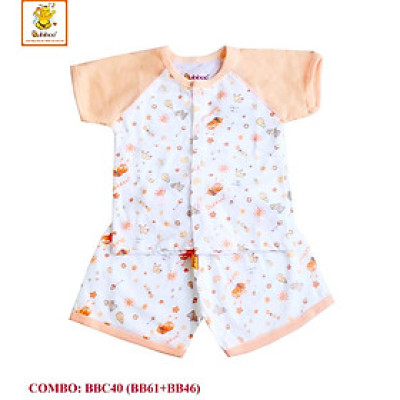 Bộ cotton ngắn ráp lăn in hình BABIBOO - BBC40