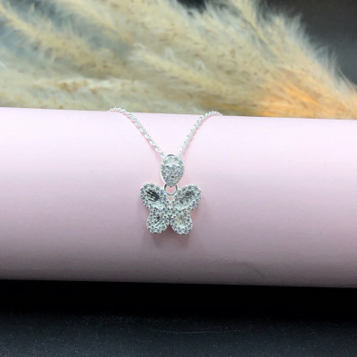 Dây Chuyền Hồ Điệp Đính Đá Nhân Tạo Cao Cấp Sáng Bền Đẹp Chính Hãng Bạc Hiểu Minh DMD504