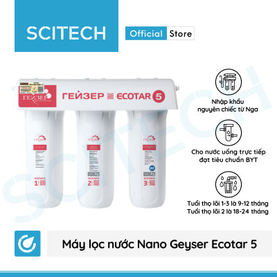 Máy lọc nước Nano Geyser Ecotar 5 kèm bộ đơn lọc thô 10 inch by Scitech - Hàng chính hãng