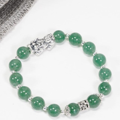 Vòng Thạch Anh Dâu Xanh Phối Tỳ Hưu Bạc (8mm) Ngọc Quý Gemstones