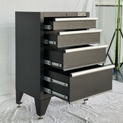 Tủ dụng cụ CSPS 61cm - 04 hộc kéo màu đen kèm chân tủ (tay cầm trắng)