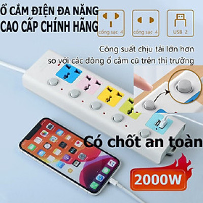  Phích cắm điện, Ổ cắm điện Tiêu chuẩn, Chống Cháy Chịu Nhiệt Cao phích cắm điện Ba mắt Phích cắm Trailer 7 cách 2 USB sạc Cáp 3 mét 5 mét Cáp dày 100%