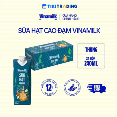 Thùng 24 hộp sữa hạt cao đạm ít đường Vinamilk 240ml