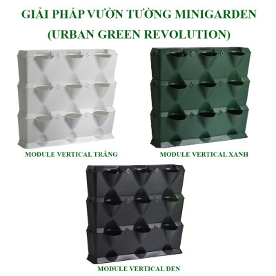 Khung Trồng cây ban công đứng Minigarden Vertical phong cách Châu Âu (1m2 gồm 8 module + 1 khay hứng nước) Kèm hệ thống tưới nhỏ giọt. Với 1 module trồng được 3 hóc cây. Thích hợp cho cả trồng rau sạch đứng
