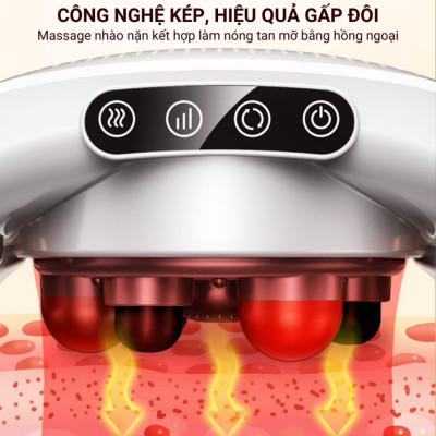 Máy Massage Bụng tan Mỡ, Đai Massage Đánh Tan Mỡ Bụng Cao Cấp Có Đèn Hồng Ngoại Tích Hợp Đá Nóng Giúp tan mỡ bụng 