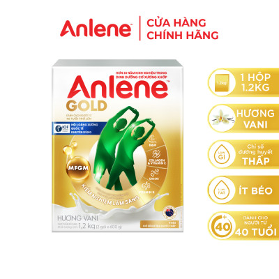 Bao bì mới - Combo 2 Sữa Bột Anlene Gold Hương Vanilla (Hộp Giấy 1,2kg)