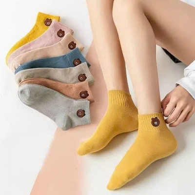Tất Nữ, Combo 10 Đôi Tất Nữ Cổ Ngắn, Mẫu Tất Nữ Hình Gấu Dễ Thương Thời Trang - Giao Màu Ngẫu Nhiên