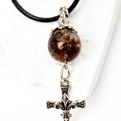 Mặt dây chuyền thạch anh ưu linh phối thánh giá bạc 12mm - Ngọc Quý Gemstones