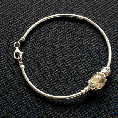 Vòng Tay Phong Thủy Thạch Anh Tóc Vàng Thiên Nhiên AAAA mix Bạc 925, Mạng Thổ - Kim, Món Qùa Trang Sức  Phong Thủy May Mắn Ý Nghĩa  VK002 BlackMount