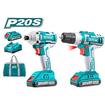 BỘ COMBO MÁY SIẾT VÍT VÀ MÁY KHOAN DÙNG PIN 20V (2PIN 2AH, 1 SẠC) TOTAL TCKLI2006 - HÀNG CHÍNH HÃNG