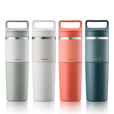 Bình Giữ Nhiệt Inox LocknLock SLO 2 trong 1 600ml LHC4332, Hàng chính hãng, cốc nhựa đi kèm, quai xách tiện lợi -JoyMall