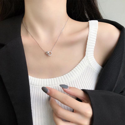 Dây chuyền bạc 925 Forever hình tròn lồng nhau mới lạ dễ thương đáng yêu Dế Bạc - D4454