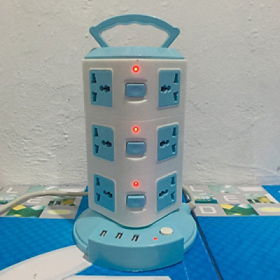 Ổ điện đa năng 3 tầng, có 12 lỗ cắm và 3 cổng usb, có công tắc bật tắt mỗi tầng, thích hợp mọi loại phích cắm khác nhau - Hàng chính hãng