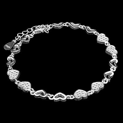 Vòng Tay, Lắc Tay Nữ Họa Tiết Trái Tim Lấp Lánh Bạc Chuẩn 925 BẠC HIỂU MINH LTU496