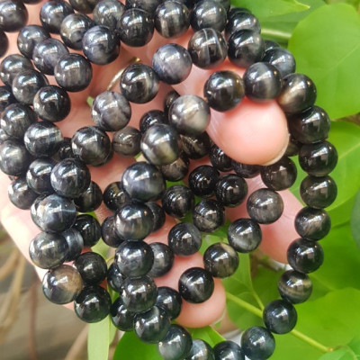 Vòng tay chuỗi đá mắt hổ tự nhiên đen xanh size hạt nhỏ 8mm 21 hạt bóng đẹp cung sanh nữ mệnh thủy mệnh mộc đeo may mắn đá tự nhiên tốt sức khỏe công việc tốt đẹp tài lộc hanh thông xinh tay rẻ đẹp ạ