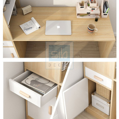 Bàn Học Kết Hợp Kệ Sách Dài 140cm Để Phòng Ngủ, Góc Làm Việc SIB Decor (Không Gồm Ghế) BLV03